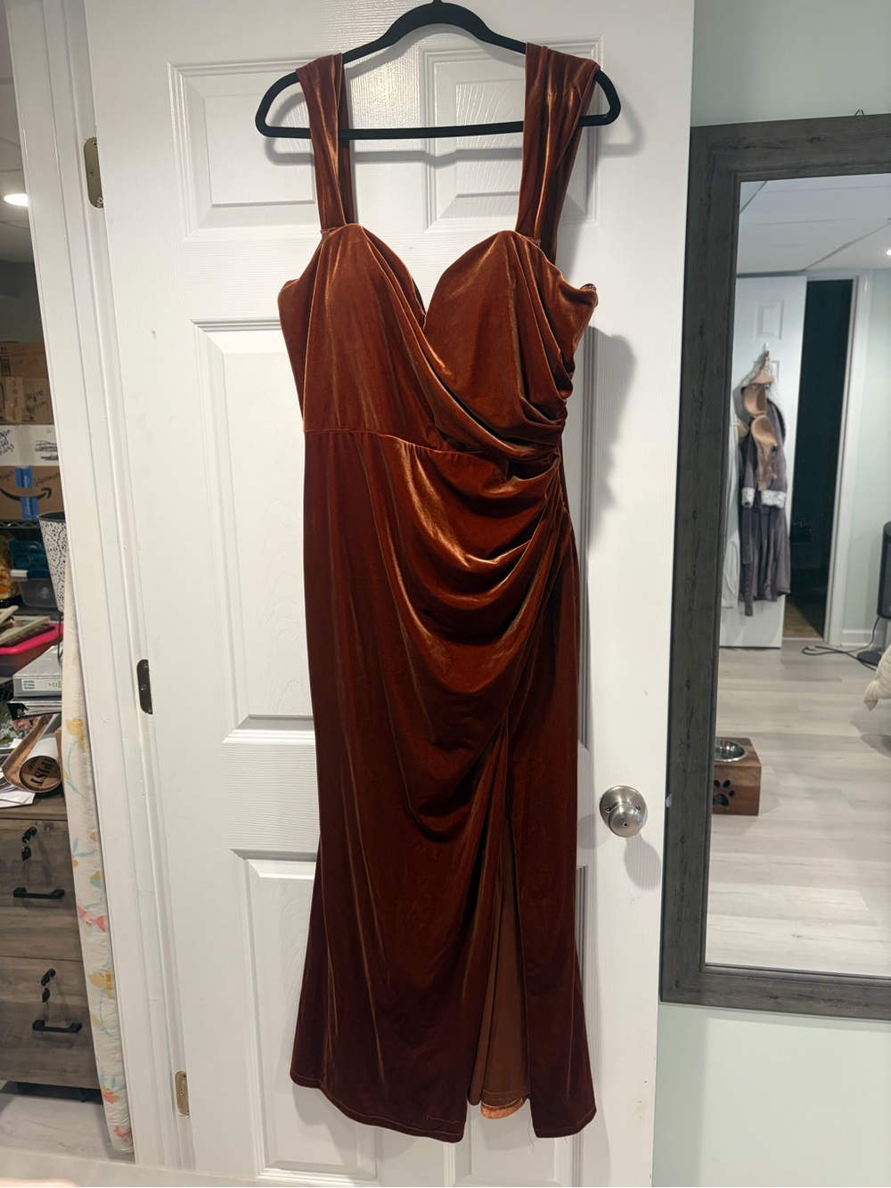 Revelry Velvet Maxi Dress in Rust
